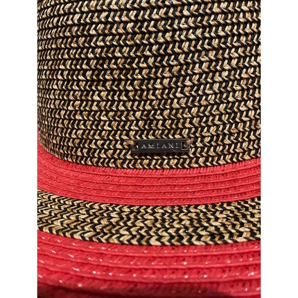 Amiani - Woven Yute - Deep Red Stripe and Tweed Wide Brim Sun Hat main image 10